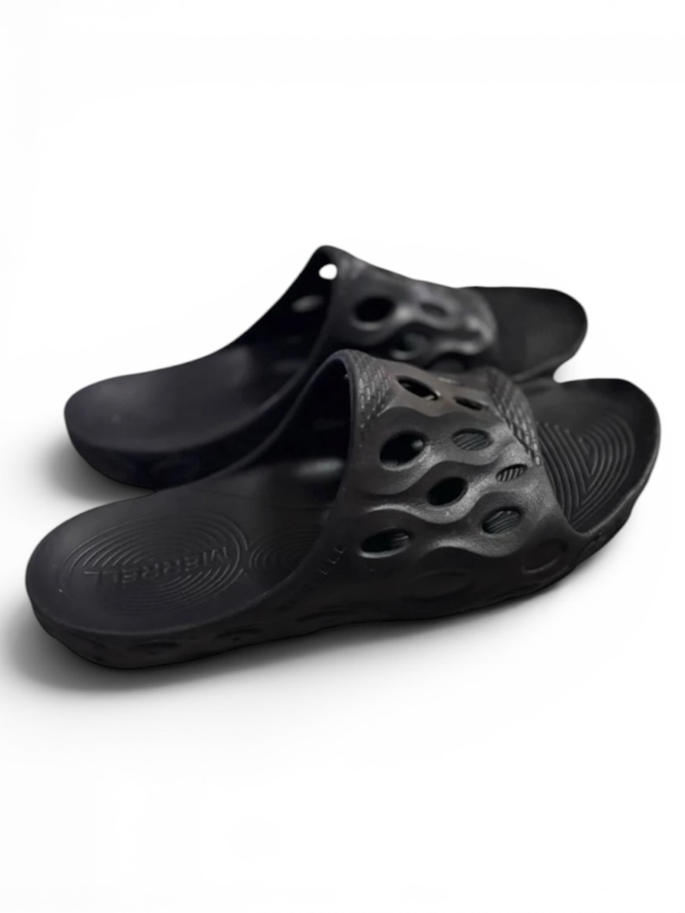 Merrell Hydro Slide Sandals Men’s Size 7.5 Women’s Size 9 Black Slide Sandals - Picture 2 of 9